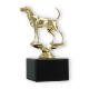 Pokal Kunststofffigur Coonhound gold auf schwarzem Marmorsockel 13,3cm