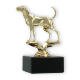 Pokal Kunststofffigur Coonhound gold auf schwarzem Marmorsockel 12,3cm