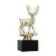 Trophy plastic figure deer gold on black marble base 17,3cm
