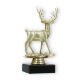 Trophy plastic figure deer gold on black marble base 15,3cm