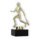 Pokal Kunststofffigur Baseballspielerin gold auf schwarzem Marmorsockel 15,3cm