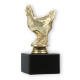 Pokal Kunststofffigur Huhn gold auf schwarzem Marmorsockel 13,8cm