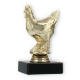 Pokal Kunststofffigur Huhn gold auf schwarzem Marmorsockel 11,8cm