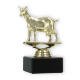 Troféu figura de plástico de cabra dourada sobre base de mármore preto 13,0cm