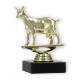 Trofeo figura de plástico cabra dorada sobre base de mármol negro 12,0cm