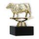 Trofeo figura de plástico vaca Hereford dorada sobre base de mármol negro 10,7cm