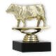 Trofeo figura de plástico vaca Hereford oro sobre base de mármol negro 9.7cm