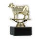 Pokal Kunststofffigur Kuh gold auf schwarzem Marmorsockel 11,4cm