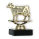 Pokal Kunststofffigur Kuh gold auf schwarzem Marmorsockel 10,4cm