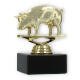 Trophy plastic figure pig gold on black marble base 10,6cm