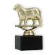 Pokal Kunststofffigur Schaf gold auf schwarzem Marmorsockel 12,8cm