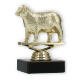 Trophy plastic figure sheep gold on black marble base 10,8cm