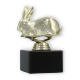 Beker kunststof figuur konijn goud op zwart marmeren voet 12,2cm