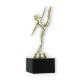 Trofeo figura de plástico moderna bailando oro sobre base de mármol negro 18,6cm