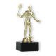 Pokal Kunststofffigur Badmintonspieler gold auf schwarzem Marmorsockel 16,0cm