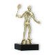 Trophy plastic figure badminton player gold on black marble base 15,0cm