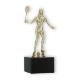 Trophy plastic figure badminton player gold on black marble base 17,0cm