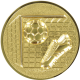 Emblema Alu em relevo dourado 25mm - baliza de futebol 3D