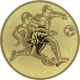 Aluemblem geprägt gold 50mm - Fußball Zweikampf