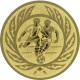 Gold embossed aluminum emblem 50mm - Football game in a wreath