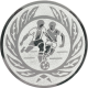 Emblème en aluminium gaufré argent 50mm - match de foot en couronne