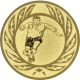 Alu emblem embossed gold 25mm - soccer player in wreath
