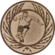Emblème en aluminium gaufré bronze 25mm - Joueur de foot en couronne