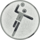 Silver embossed aluminum emblem 25mm - Handball pictogram