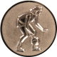 Emblème en aluminium embossé bronze 25mm - Joueur de basket-ball 3D