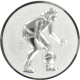 Emblème en aluminium gaufré argent 50mm - Joueuse de basket 3D