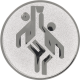 Silver embossed aluminum emblem 25mm - Basketball pictogram