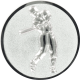 Silver embossed aluminum emblem 25mm - Baseball men 3D