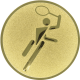 Aluemblem geprägt gold 50mm - Tennis Piktogramm