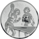 Emblème en aluminium gaufré argent 25mm - Double tennis de table dames
