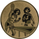 Emblème en aluminium gaufré bronze 25mm - Double tennis de table dames