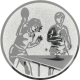 Silver embossed aluminum emblem 50mm - Table tennis mixed