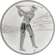 Alu emblem embossed silver 25mm - golfer