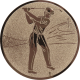 Aluminum emblem embossed bronze 25mm - golfer