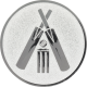 Alu emblem embossed silver 25mm - cricket match