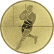 Embossed gold aluminum emblem 25mm - Rugby