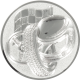 Emblème en aluminium gaufré argent 50mm - Motorsport neutre 3D