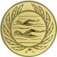 Alu emblem embossed gold 25mm - swimming in wreath