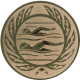 Aluminum emblem embossed bronze 25mm - Swimming in a wreath
