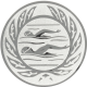 Alu emblem embossed silver 50mm - swimming in wreath