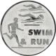 Silver embossed aluminum emblem 25mm - Swim & Run