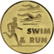 Embossed gold aluminum emblem 50mm - Swim & Run