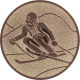 Bronze embossed aluminum emblem 25mm - downhill skiing