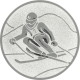 Silver embossed aluminum emblem 50mm - downhill skiing
