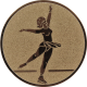 Bronze embossed aluminum emblem 25mm - figure skater