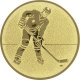 Alu emblem embossed gold 25mm - ice hockey player